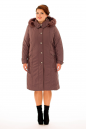 Женское пальто из текстиля с капюшоном, отделка песец 8010109