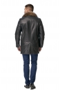 Мужская кожаная куртка из натуральной кожи на меху с воротником, отделка енот 8011057-3