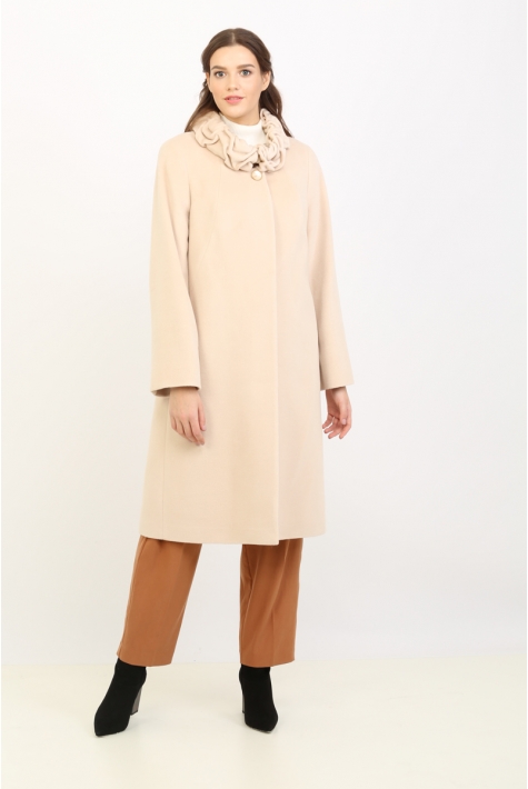 Женское пальто из текстиля с воротником 8011711