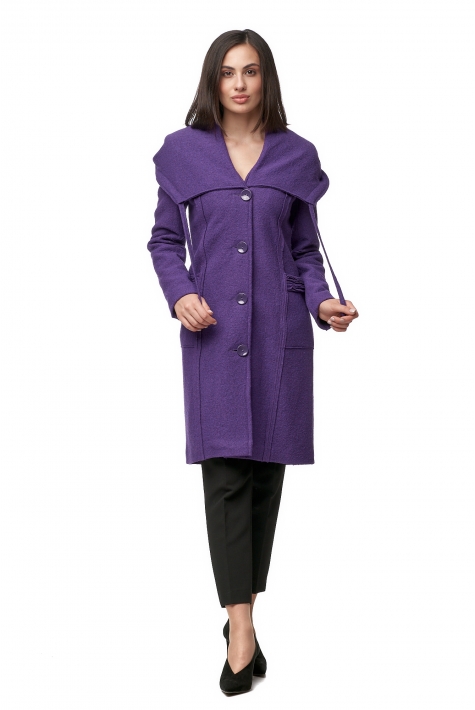 Женское пальто из текстиля с капюшоном 8012505