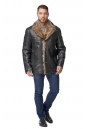 Мужская кожаная куртка из натуральной кожи на меху с воротником, отделка енот 8013643-2