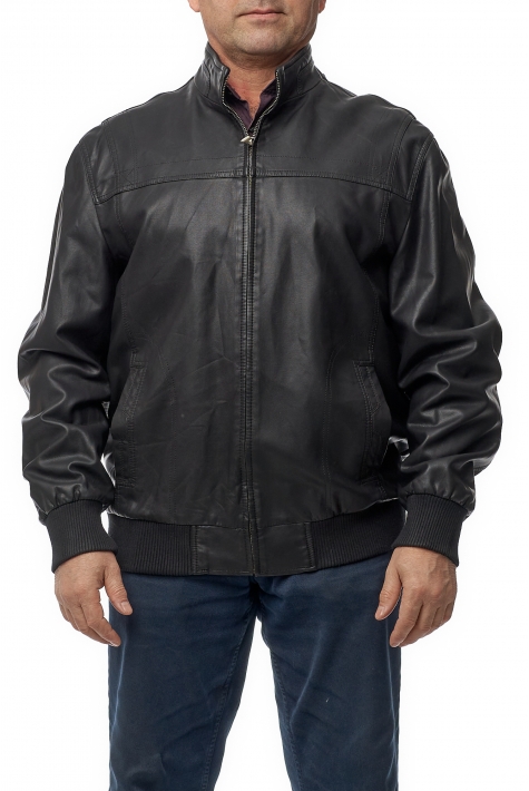 Мужская кожаная куртка из эко-кожи с воротником 8014436