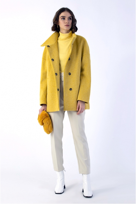 Женское пальто из текстиля с воротником 8015375