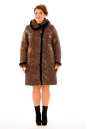 Женское пальто из текстиля с капюшоном, отделка норка 8015924-2