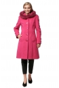 Женское пальто из текстиля с капюшоном, отделка песец 8017966